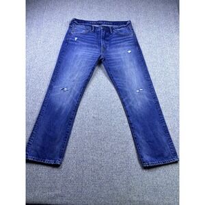 American Eagle Original Straight Medium Wash Distressed Men's Jeans Size 33x30